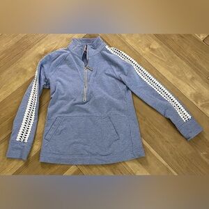 Lilly Pulitzer L/S Quarter Zip Top Pullover White Embroidery Trim - Small